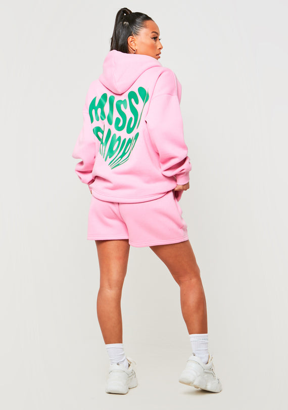 Missyempire Roux Pink Missy Empire Heart Print Shorts