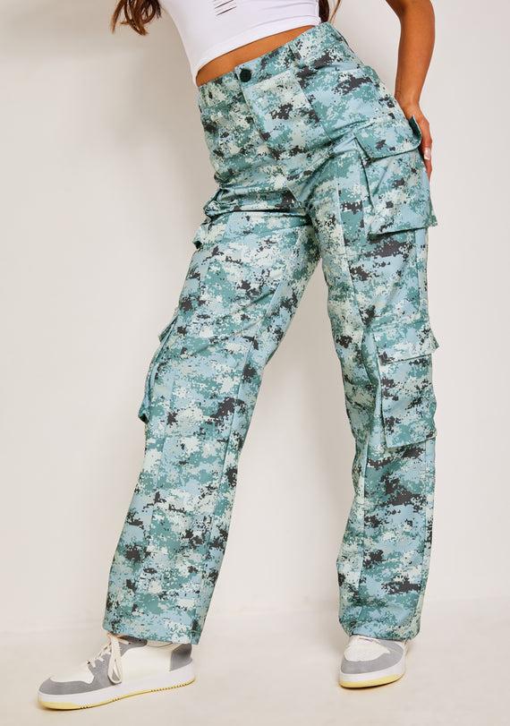 Missyempire Roxxi Grey Multi Printed Twill Cargo Trousers