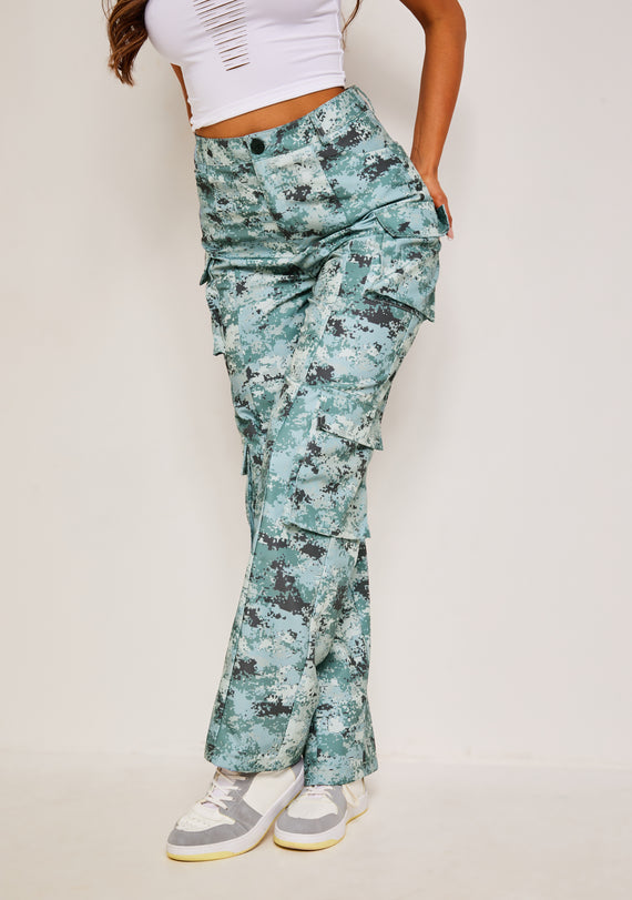 missyempire Roxxi Grey Multi Printed Twill Cargo Trousers