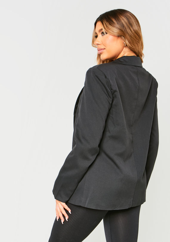 Missyempire Sabrina Black Tailored Oversized Blazer