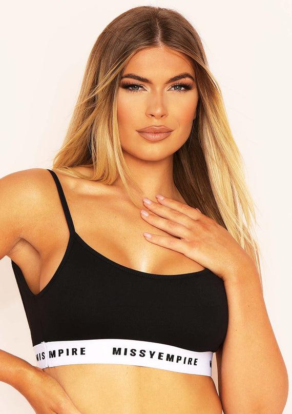 Missyempire Saniya Black Missy Empire Tape Cami Crop Lounge Bralet