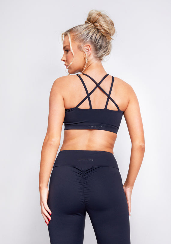 Missyempire Shannon Black Active Cross Back Sports Bra