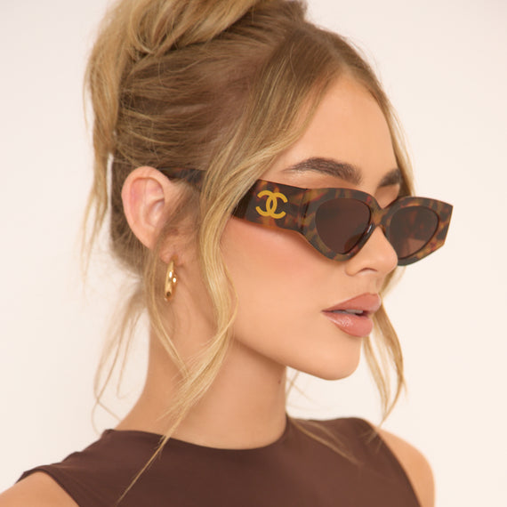 missyempire Side Logo Detail Angular Shaped Chunky Frame Sunglasses In Leopard Print