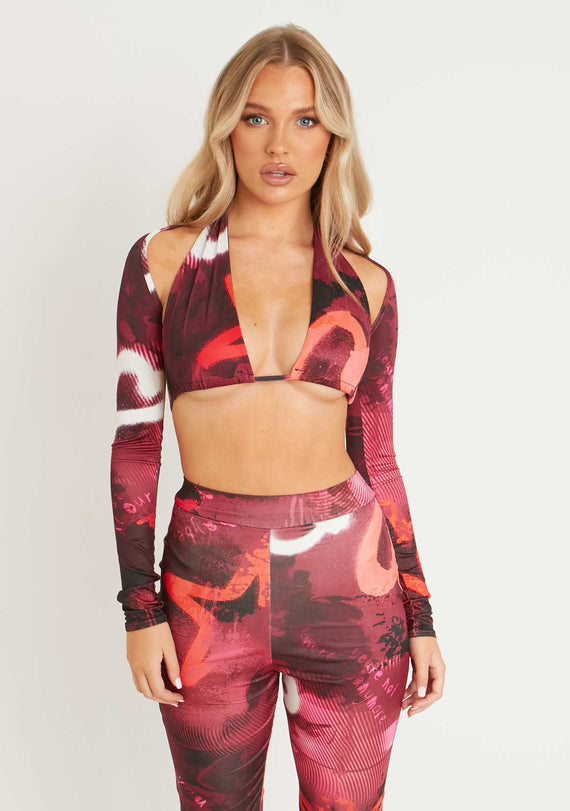 missyempire Taliyah Graffiti Printed Top With Matching Bolero