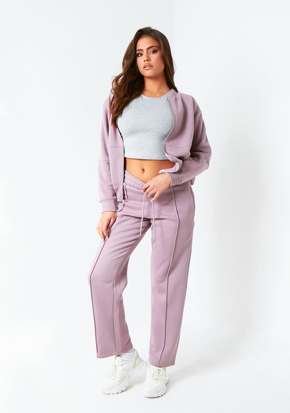 Missyempire Tess Mauve Purple Bomber Jacket Sweatshirt