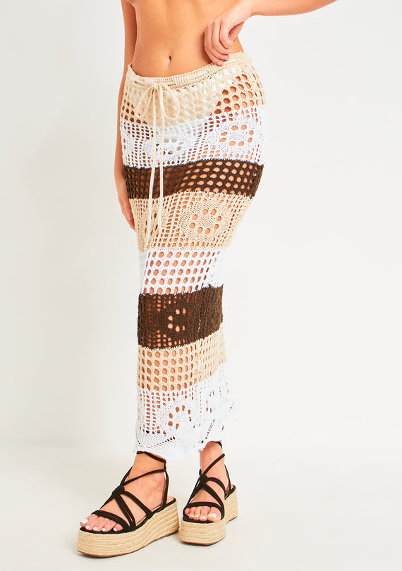 Missyempire Valentina Multi Crochet Panelled Maxi Skirt