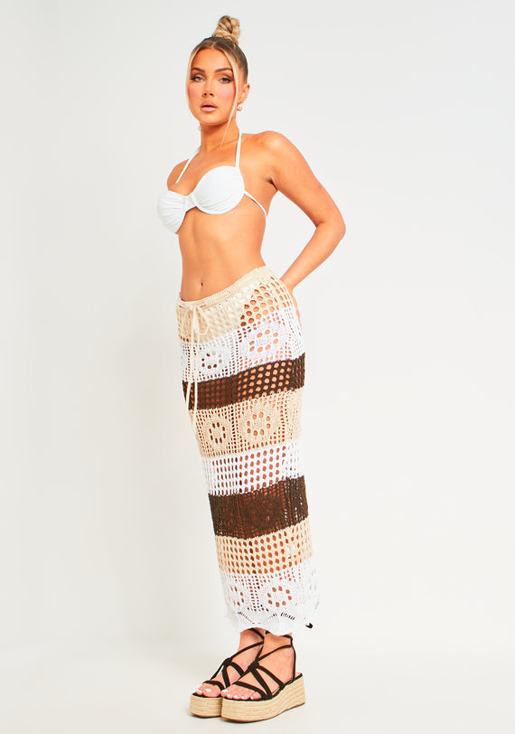 missyempire Valentina Multi Crochet Panelled Maxi Skirt