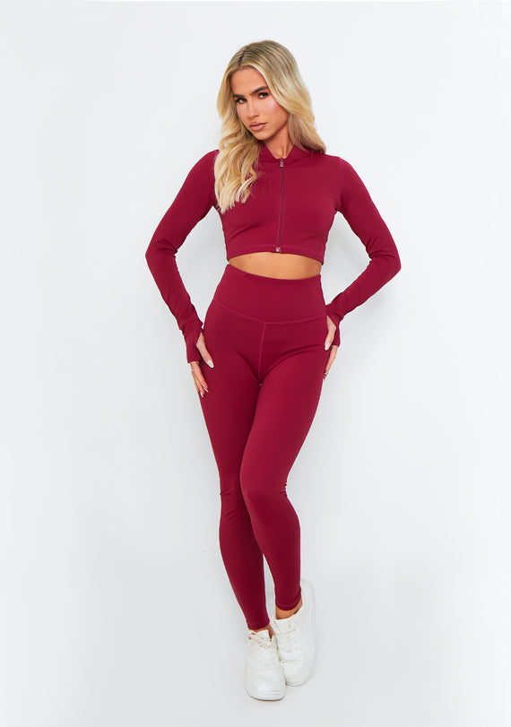 missyempire Valeria Burgundy Missy Empire High Waisted Gym Leggings