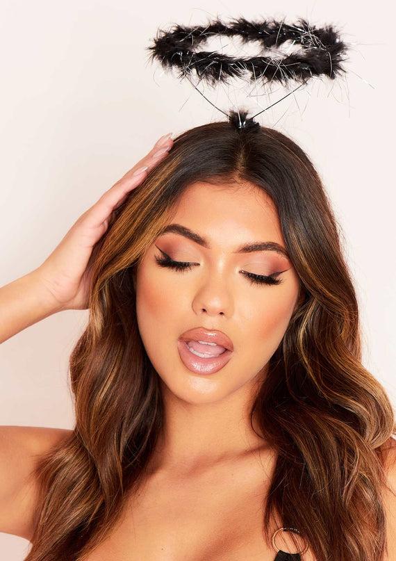 Missyempire Venus Black Feather Halloween Angel Halo