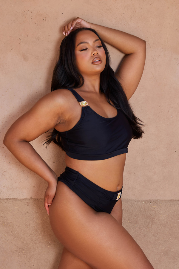 Moda Minx 'Black' Crop Bikini Top