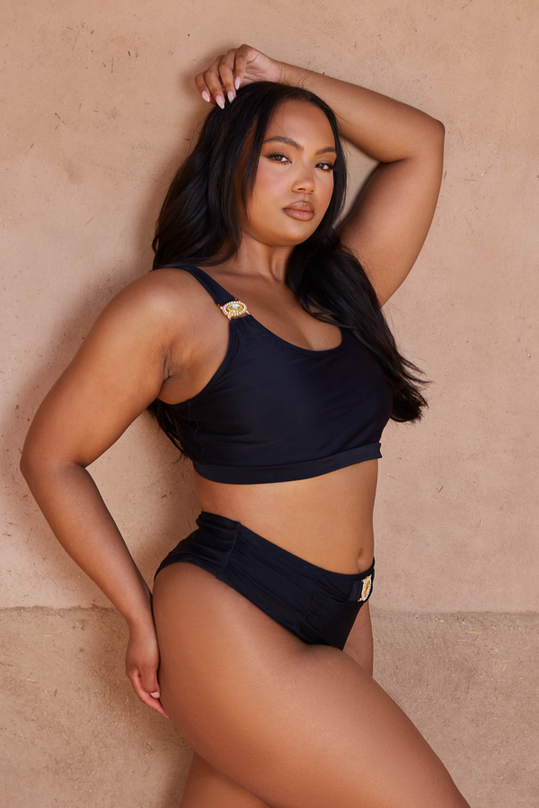 Moda Minx 'Black' High Waist Bikini Bottoms