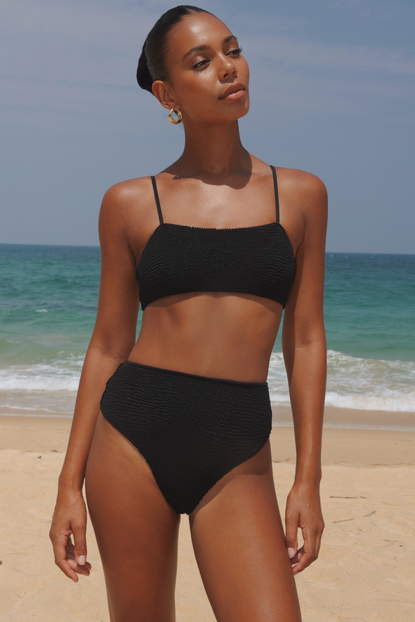 Moda Minx 'Black' Scrunch Crop Bikini Top