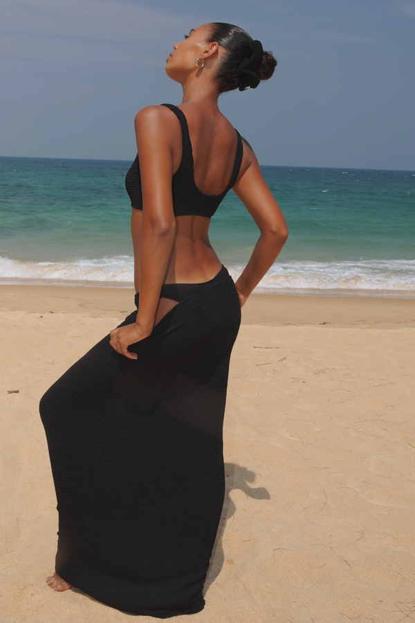 moda minx 'Black' Scrunch Maxi Skirt