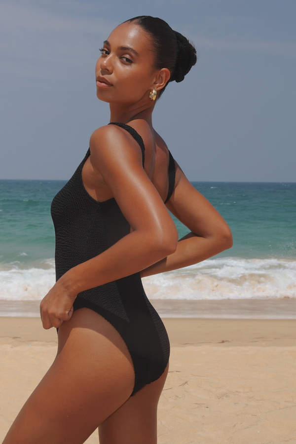 Moda Minx 'Black' Scrunch Scoop Swimsuit