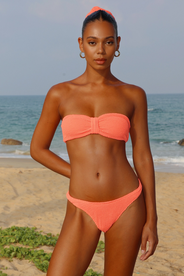 Moda Minx 'Coral' Scrunch Bandeau Bikini Top