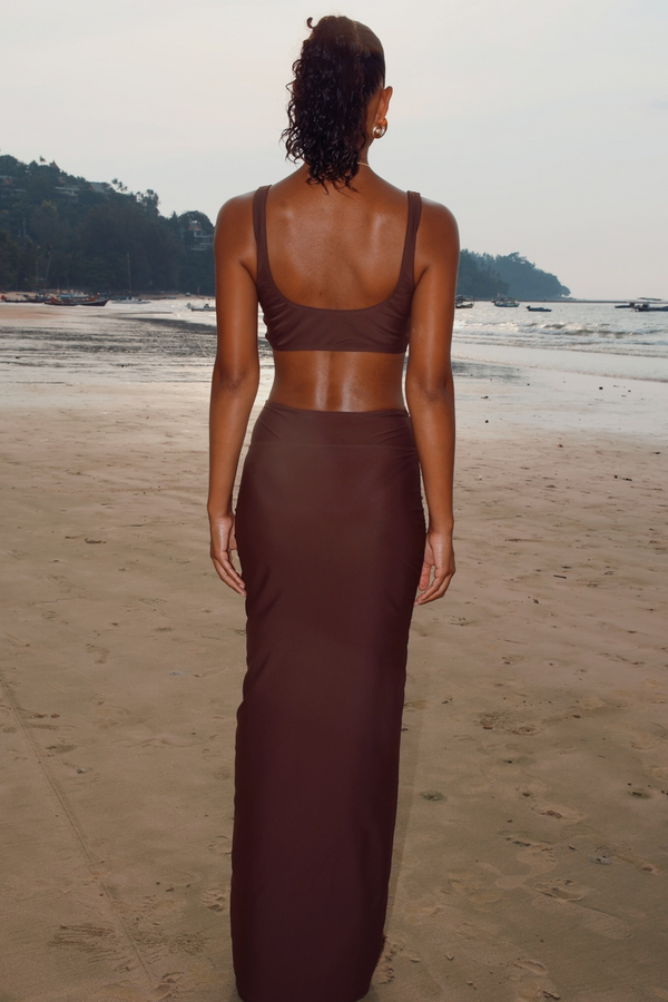 Moda Minx 'Kololi' Coffee Nautilus Maxi Skirt