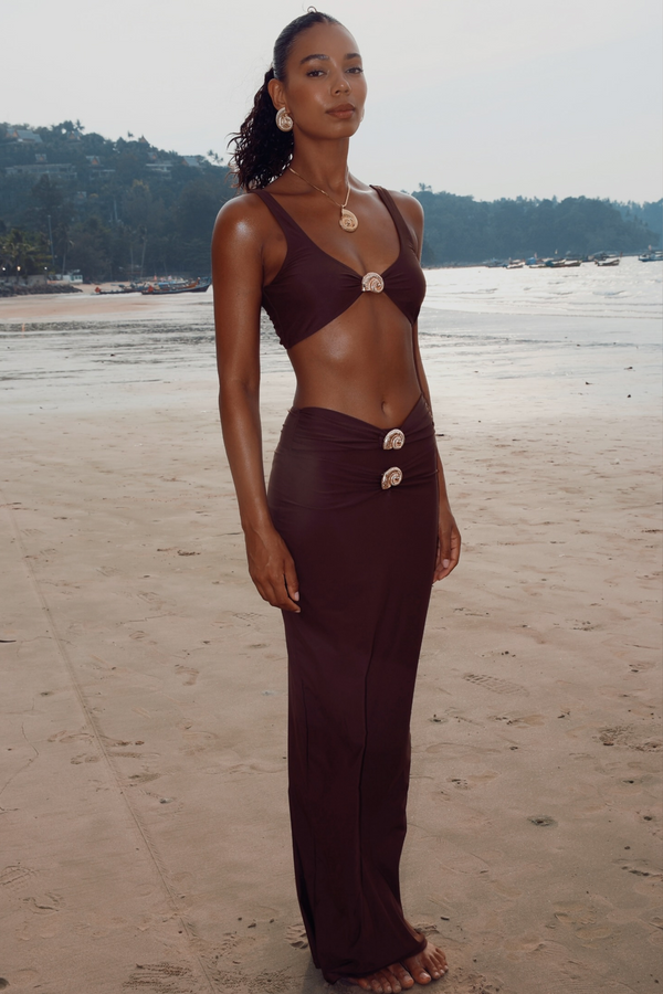 Moda Minx 'Kololi' Coffee Nautilus Maxi Skirt