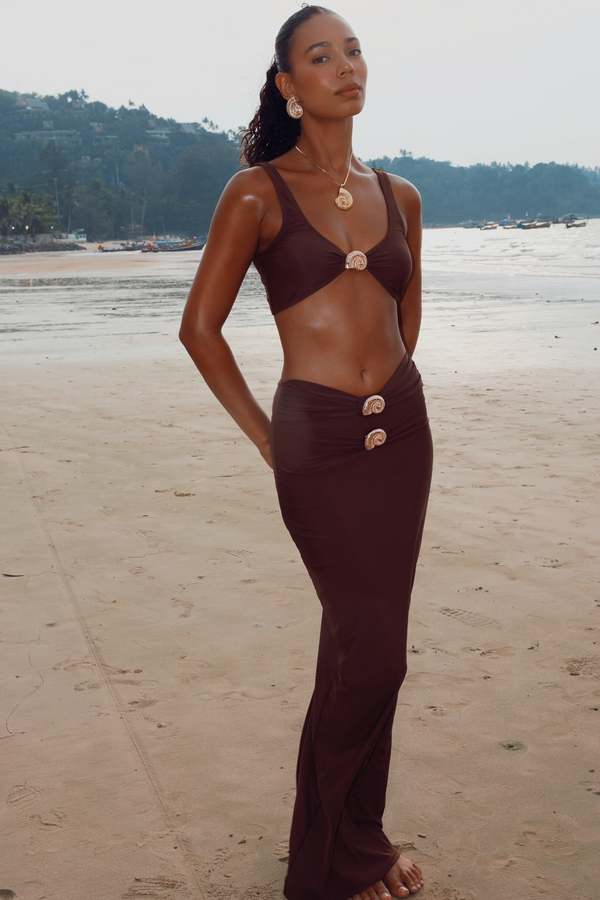 moda minx 'Kololi' Coffee Nautilus Maxi Skirt