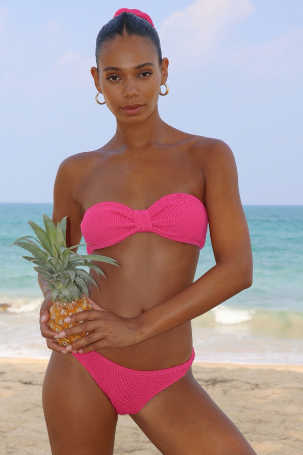 moda minx 'Raspberry' Scrunch Bandeau Bikini Top