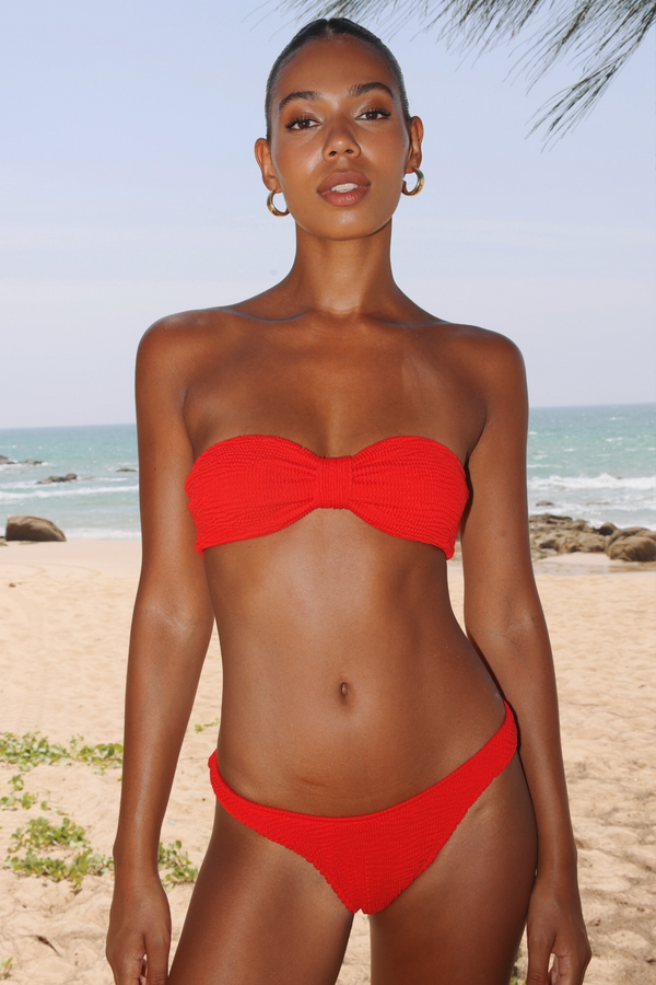 Moda Minx 'Red' Scrunch Bandeau Bikini Top