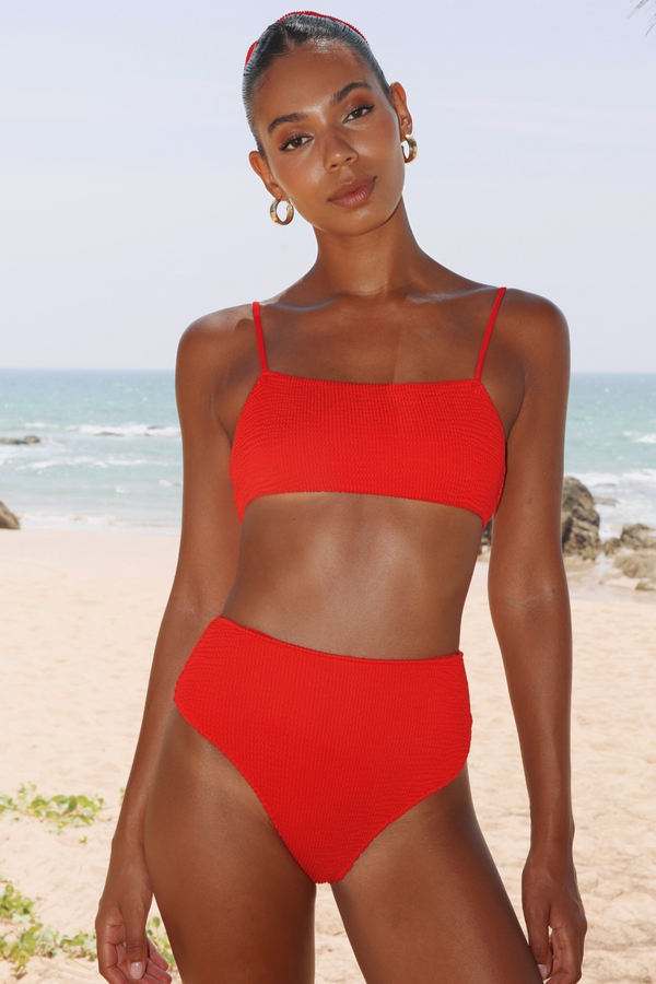 Moda Minx 'Red' Scrunch High Waist Bikini Bottoms