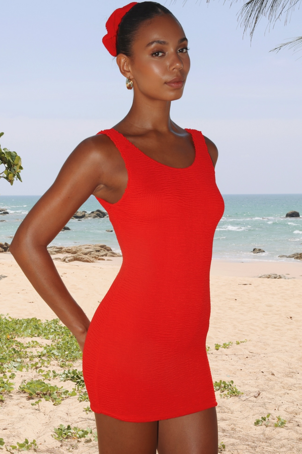 moda minx 'Red' Scrunch Low-Back Mini Dress