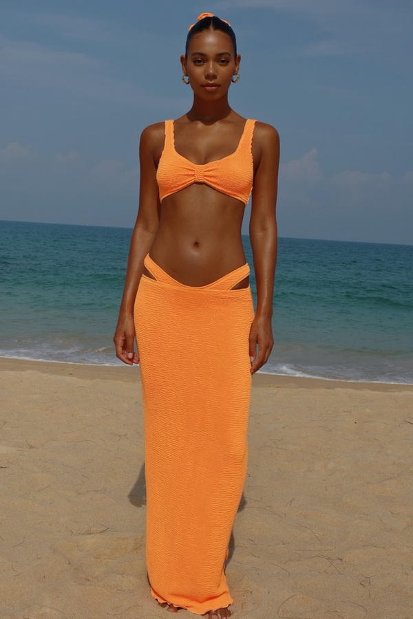 moda minx 'Tangerine' Scrunch Maxi Skirt