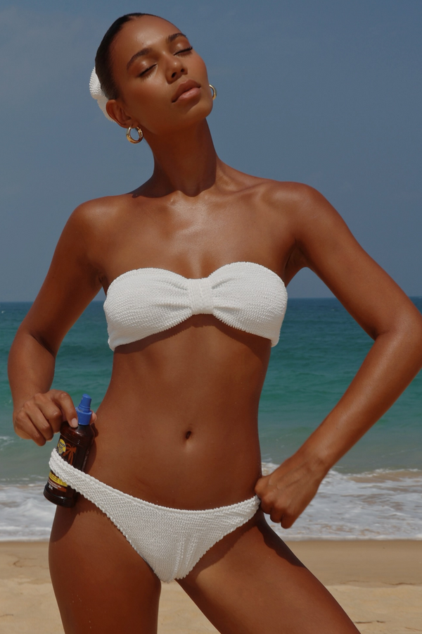 moda minx 'White' Scrunch Bandeau Bikini Top
