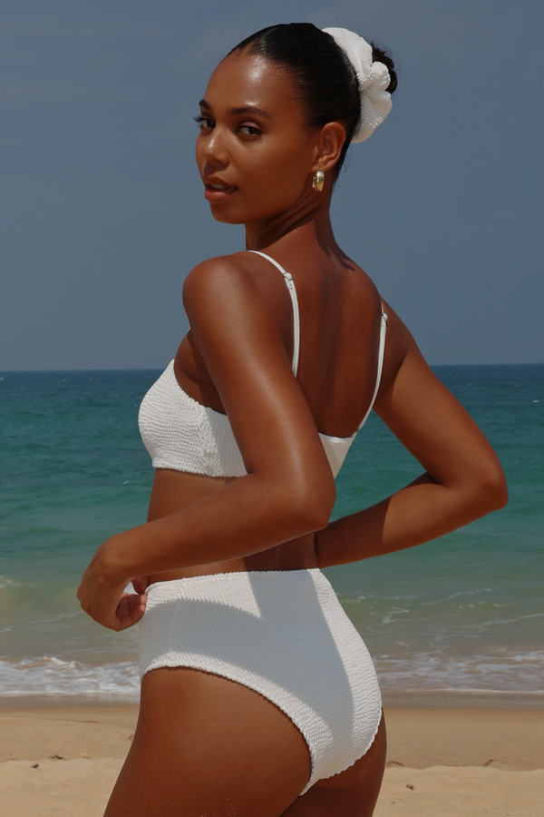 Moda Minx 'White' Scrunch Crop Bikini Top