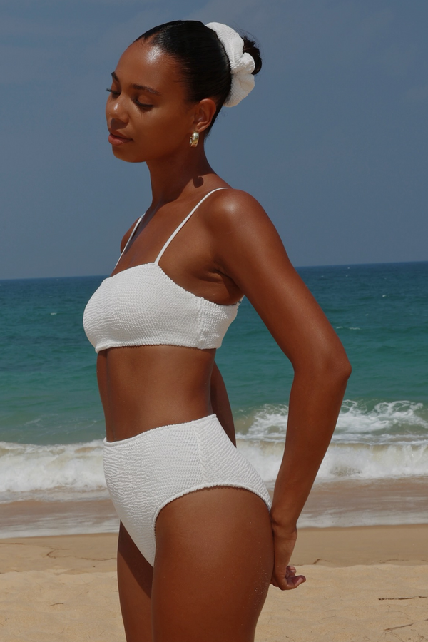 Moda Minx 'White' Scrunch High Waist Bikini Bottoms