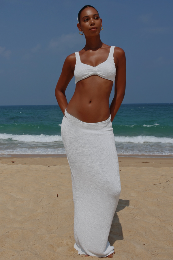 Moda Minx 'White' Scrunch Maxi Skirt