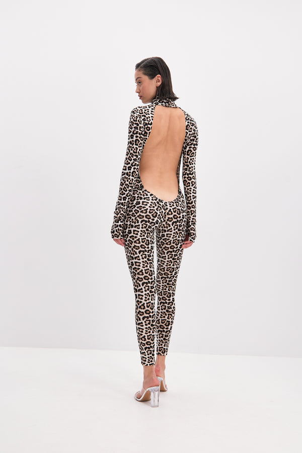 Monosuit Backless Long Sleeve Turtleneck Bodysuit Cosmic Chic White Leo