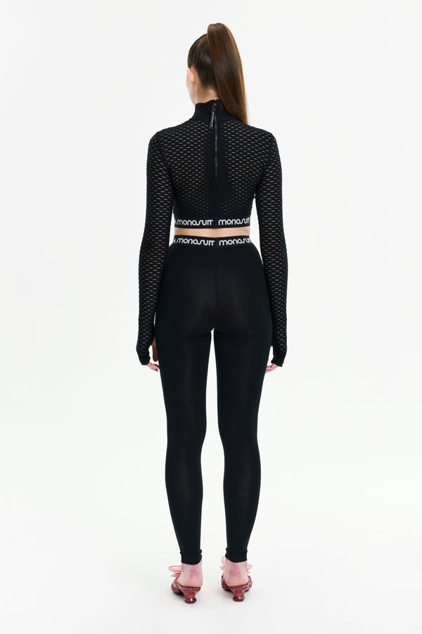 Monosuit Black Full-Length High-Waist Slim Fit Solid Color Summer Everyday Leggings