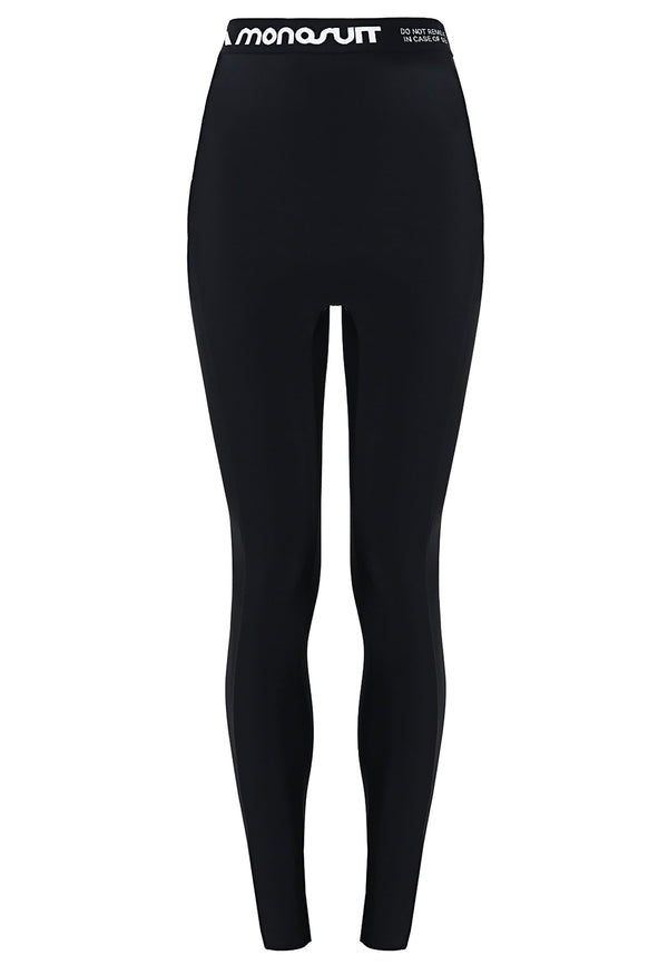 Monosuit Black Full-Length High-Waist Slim Fit Solid Color Summer Everyday Leggings