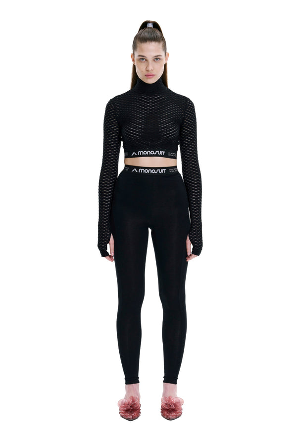 monosuit Black Full-Length High-Waist Slim Fit Solid Color Summer Everyday Leggings