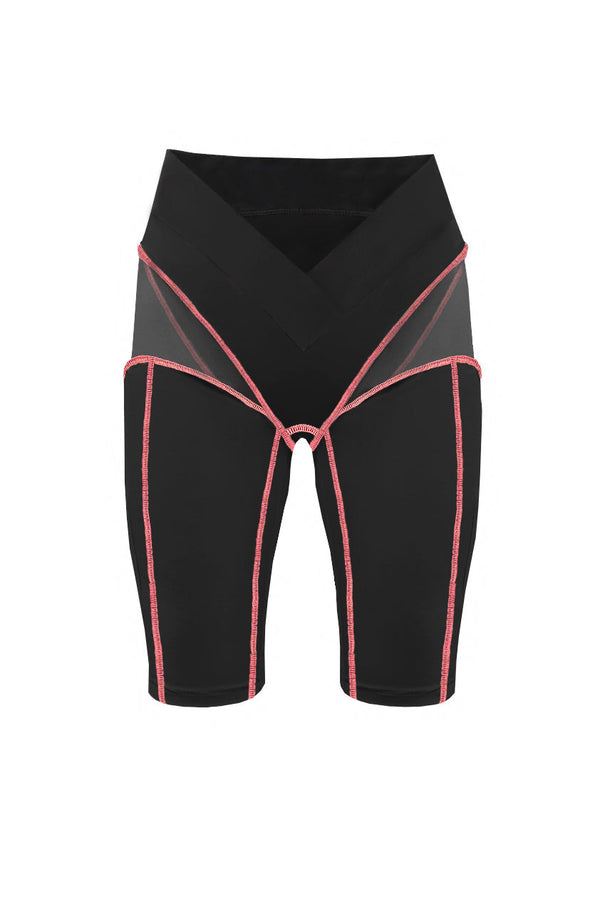 Monosuit Black High-Waist Slim Fit Bike Women's Shorts
