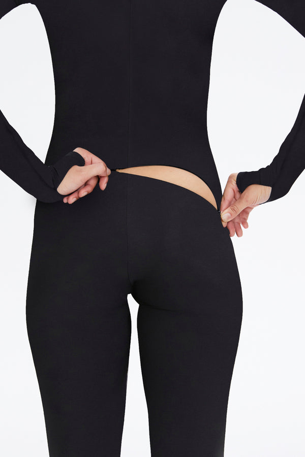 Monosuit Black Long Sleeve High Neck Full Bodysuit Total Black