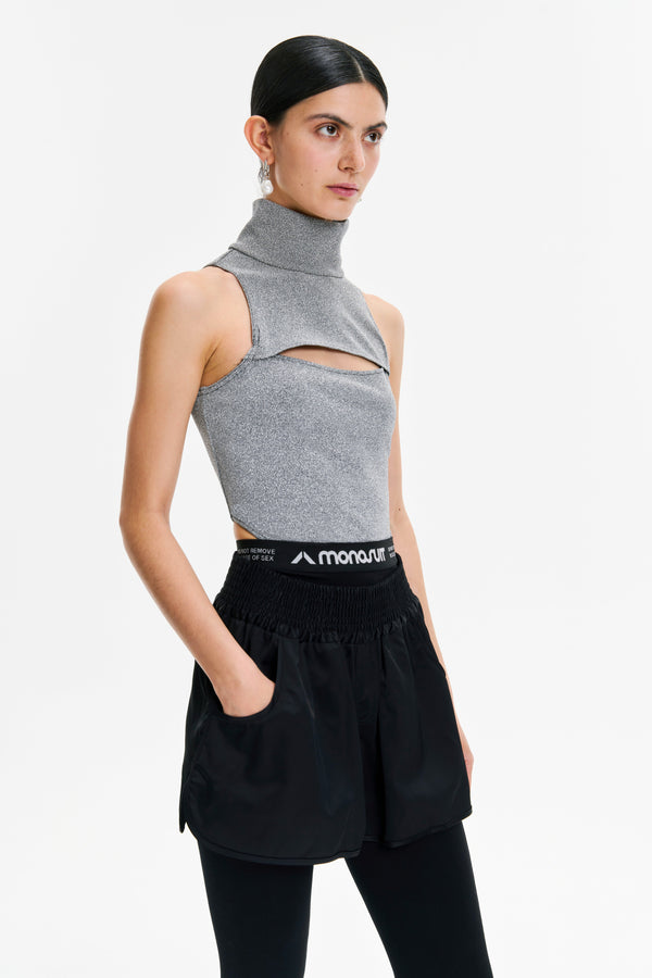 Monosuit Black Mid-Thigh Mid Rise Relaxed Fit Athletic Women's Shorts Run