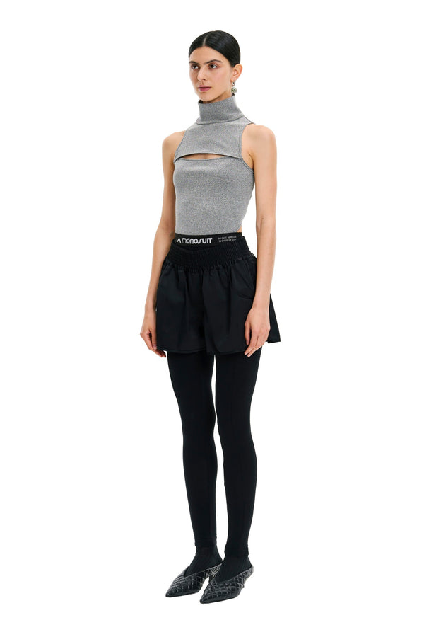 Monosuit Black Mid-Thigh Mid Rise Relaxed Fit Athletic Women's Shorts Run