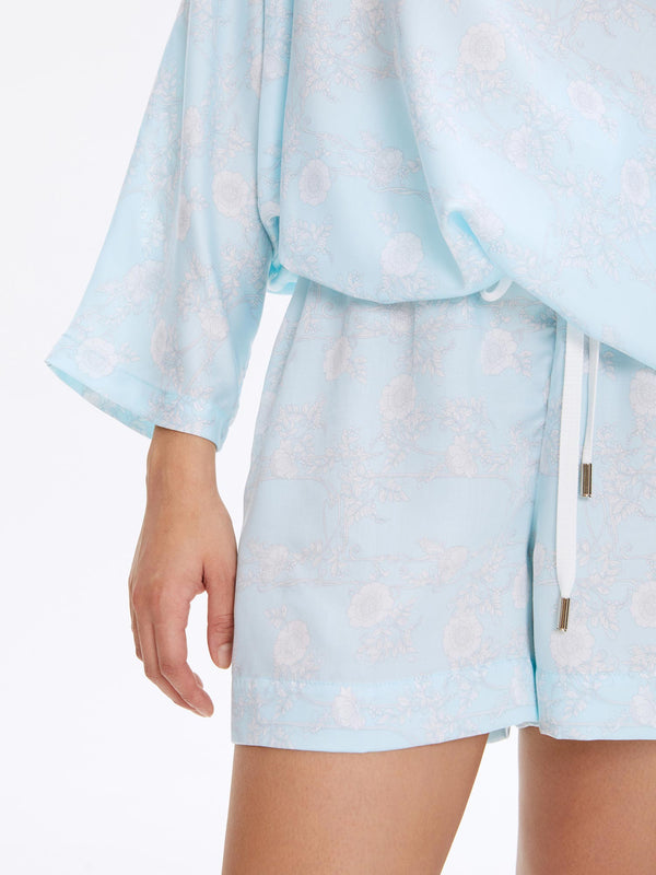 Monosuit Blue Mini High-Waist Relaxed Fit Summer Lounge Women's Shorts