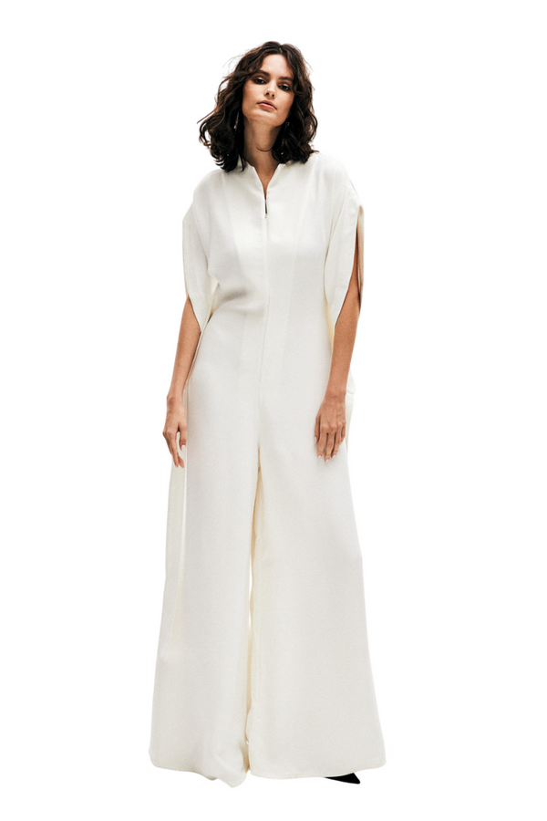 monosuit Ivory Short Sleeve High Neck Wide-Leg Japanese Kimono Jumpsuit LEA monosuit Ivory Short Sleeve High Neck Wide-Leg Japanese Kimono Jumpsuit LEA