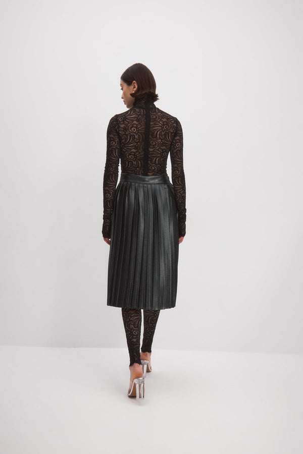 Monosuit Black Glitter Pleated Wrap Skirt