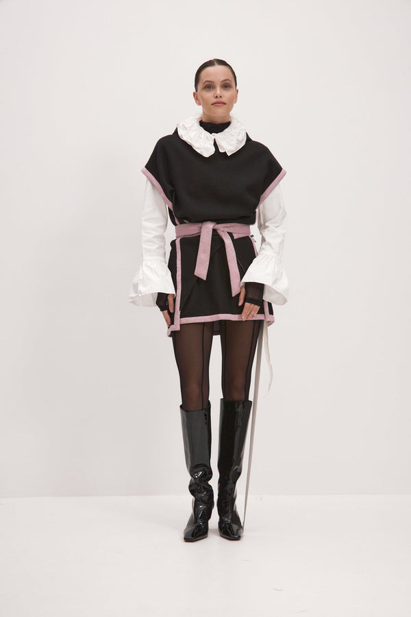 Monosuit Warm Hooded Vest Rose/Black Reversible