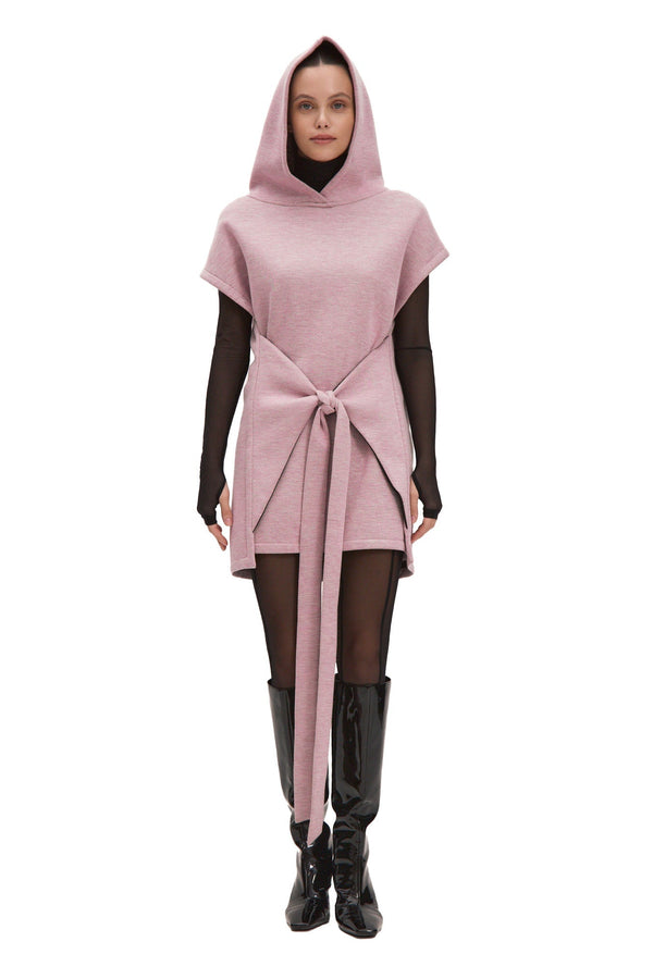 monosuit Warm Hooded Vest Rose/Black Reversible