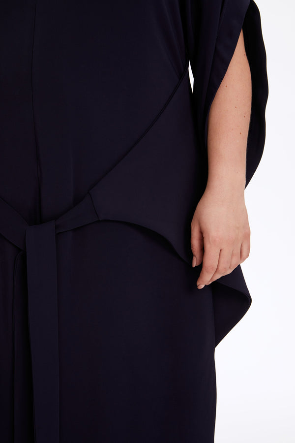 Monosuit Navy Blue Short Sleeve High Neck Plus Size Japanese Kimono Jumpsuit LEA