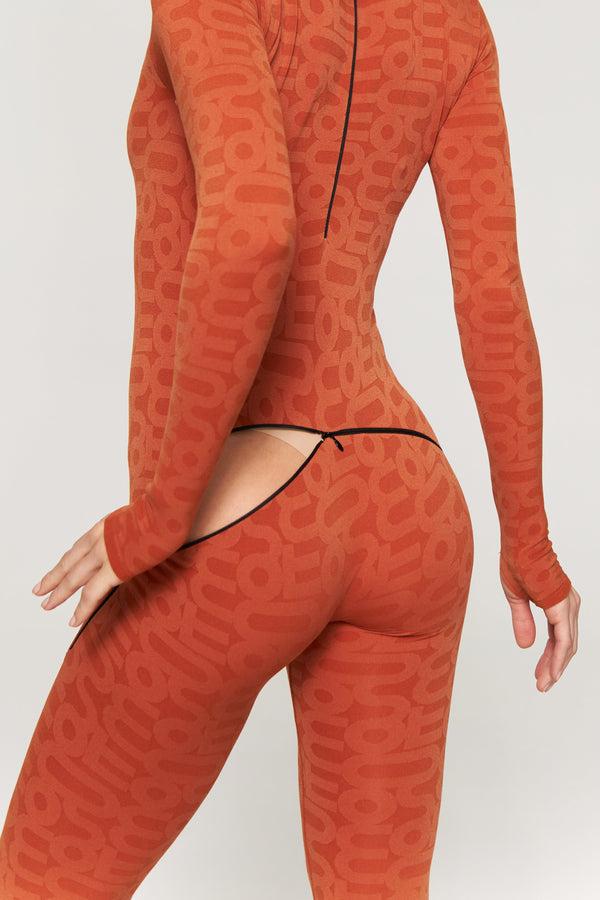 Monosuit Orange Turtleneck Long Sleeve Full ECO Bodysuit