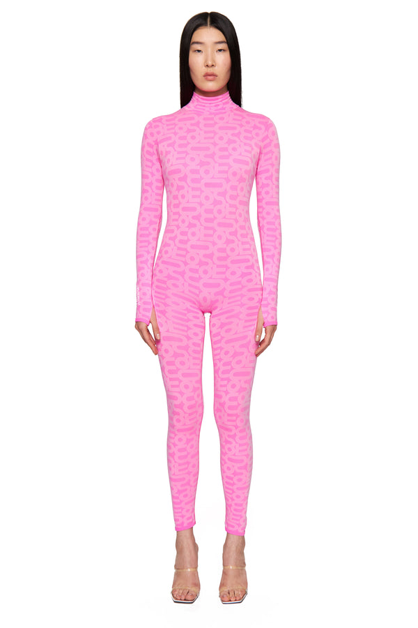monosuit Pink Seamless Turtleneck Long Sleeve Full ECO Bodysuit