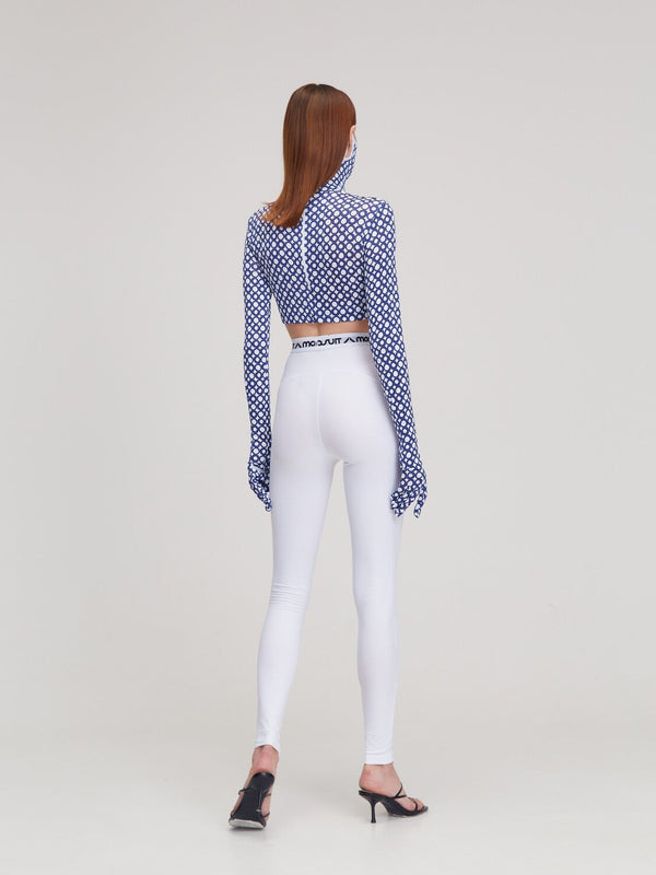 Monosuit White Full-Length High-Waist Slim Fit Solid Color Summer Everyday Leggings