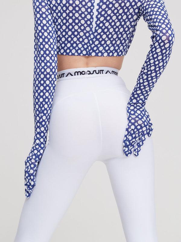 Monosuit White Full-Length High-Waist Slim Fit Solid Color Summer Everyday Leggings