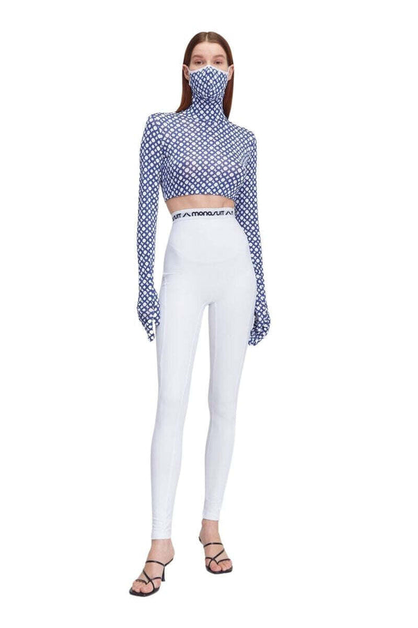 monosuit White Full-Length High-Waist Slim Fit Solid Color Summer Everyday Leggings